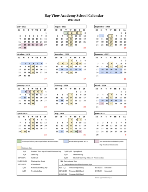 Calendar Bay View Academy Calendar Bay View Academy